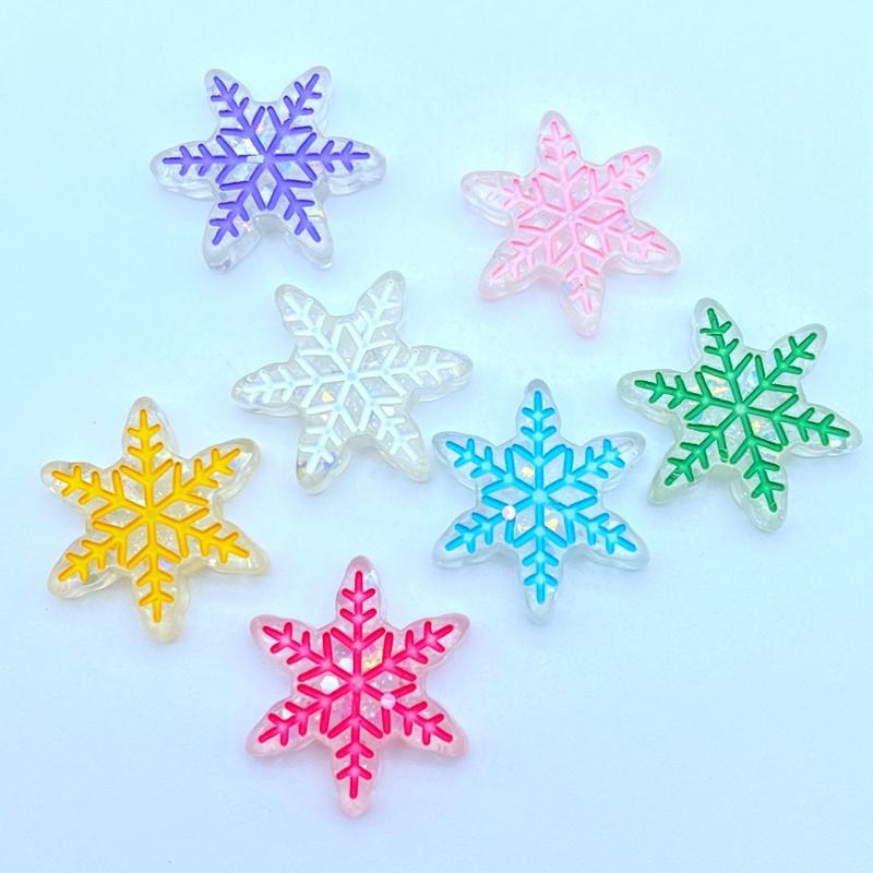 

10/20Pcs New Resin Cute Mixed Mini Snowflake Flat Back Cabochon Scrapbooking Hair Bow Center Embellishments DIY Accessories L09 10PCS