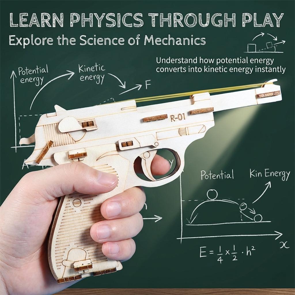 Copii Copii STEM DIY Pistol cu Bandă Elastică Model la Scară Producție Tehnică Invenție Kit Experiment Științific Puzzle Materiale Didactice Pentru Elevi
