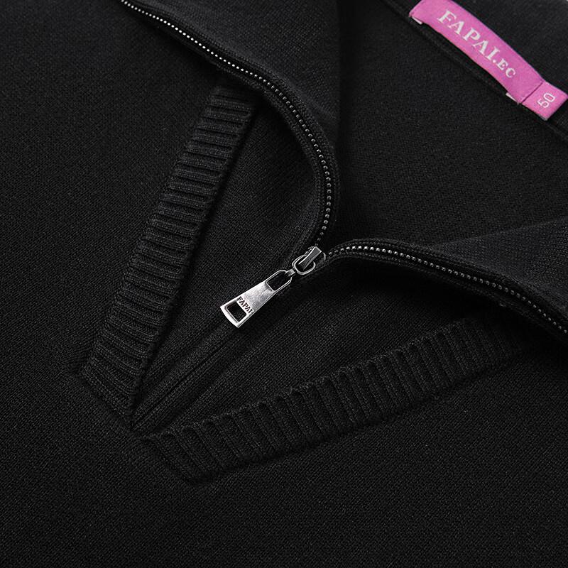 FAPAI Men's Faux Two-Piece Stand-Collar Wool Blend Sweater