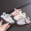 Girls' shoes Princess shoes Spring 2025 new lightweight soft-soled bow children's sports shoes Dexun shoes