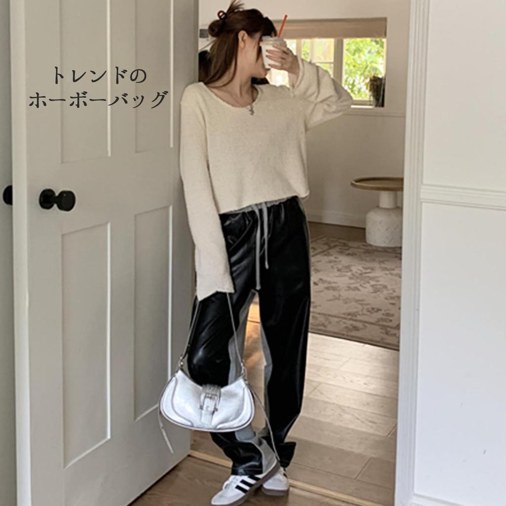 Hobo shoulder silver mine ballet horizontal cute [Lapimou] bag, bag, horizontal, ribbon, ladies' handbag, bag, type, Y2K, core, bag, black, silver,