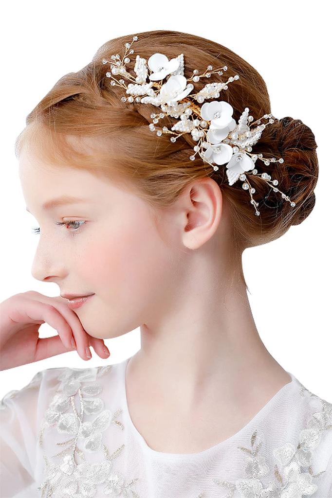 Hair Perfect for Recitals and Weddings Handcrafted by Comb Type Suitable for Children and Adults Accessory, Boxed, [ARCADY], Artisans, (White Flower),