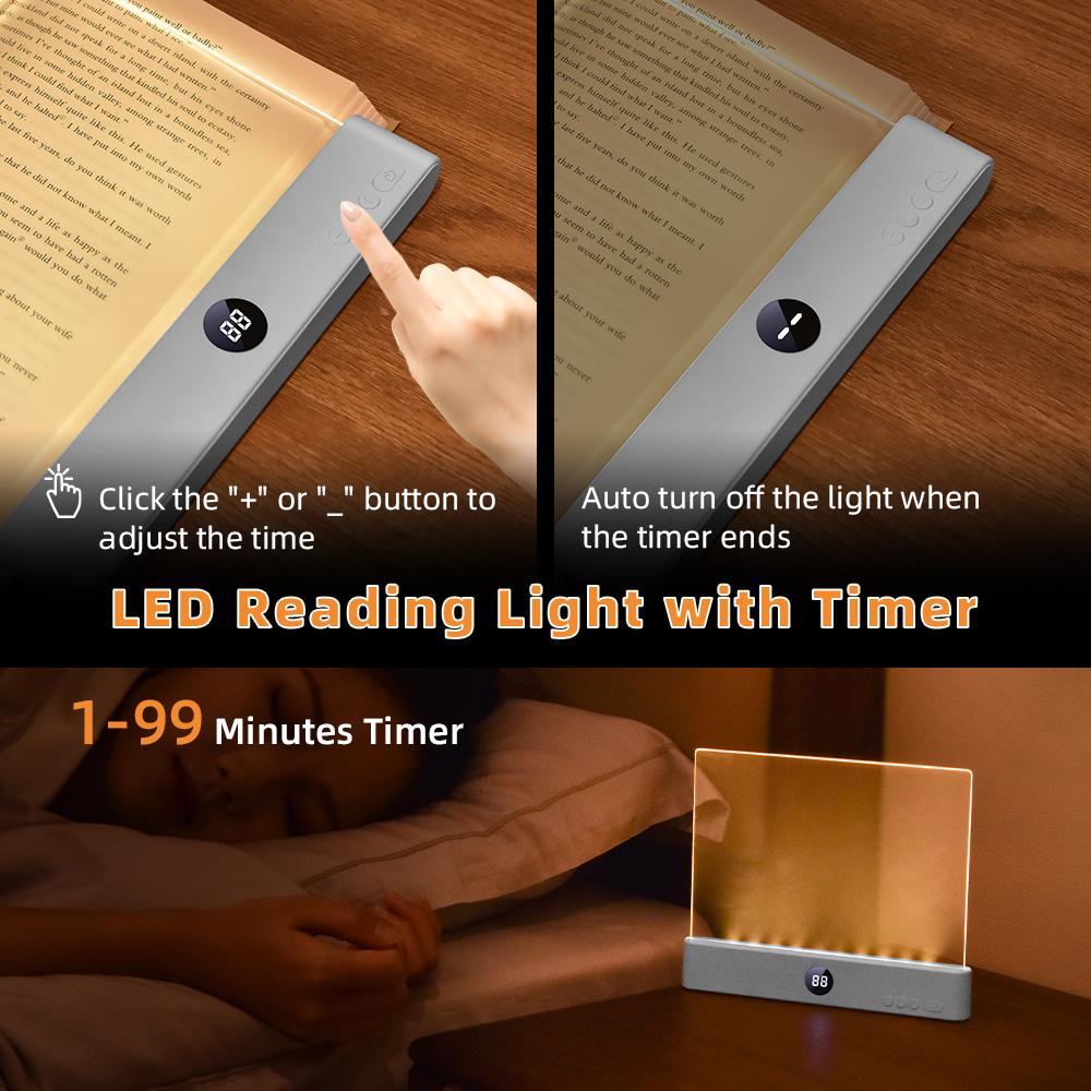 LED Reading Light Battery Powered Eye-Care Book Light Adjustable Portable Clip On Lamp for Study Desk Bedside Travel Bookworms