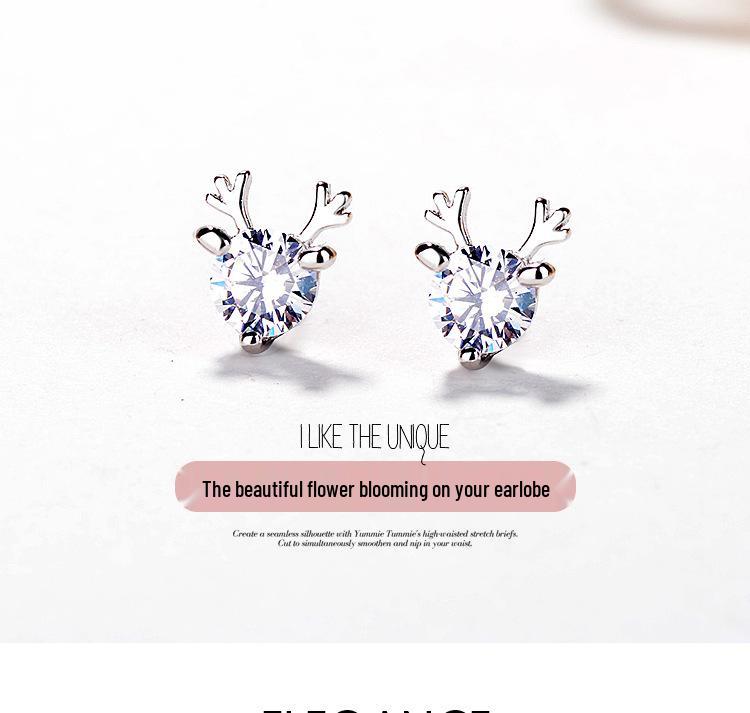 Antler Stud Earrings: S925 Sterling Silver, Sweet Mori Style, Korean Minimalist, Perfect for Christmas.