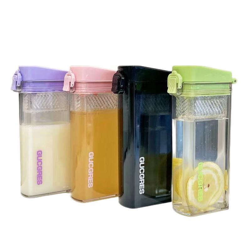 Zt Square Portable Water Bottle with Tea Infuser and Straw