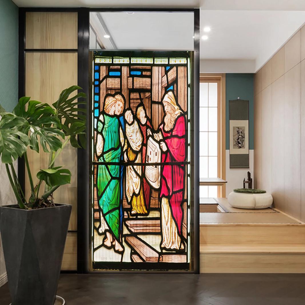 

Church Stained Glass Decals Window Film Privacy Heat Insulation and Anti UV Blocking Static Cling Window Sticker for Home J96 (as the picture,40x100cm WxH)