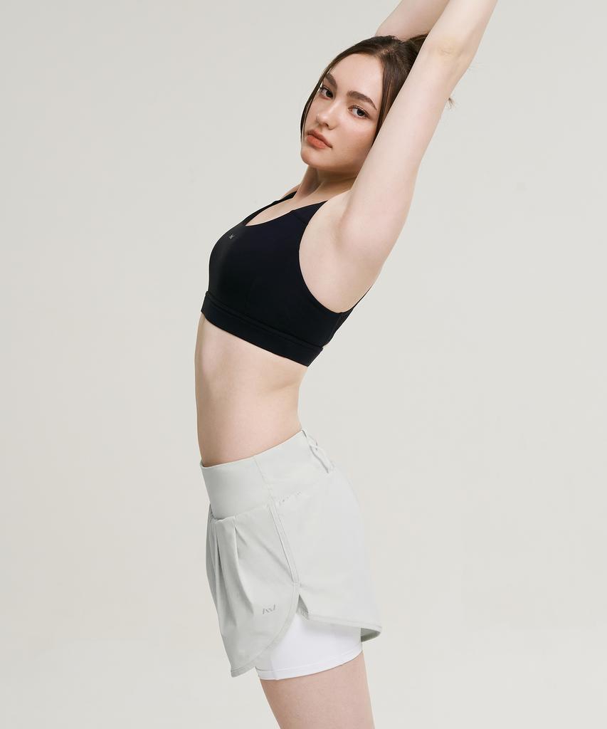 Leijibi Air Cooling 2-In-1 Leggings Shorts Sports (Water, Running, Workout, Gym) Two-In-One Shorts W Gray