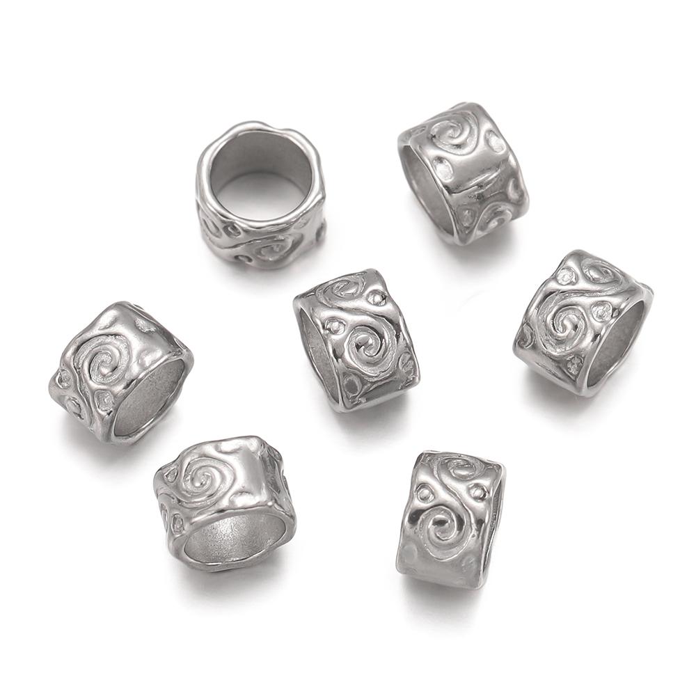 5Pcs/Pack Stainless Steel Spacer Beads Large Hole Tube Round Bead for Charm Bracelet Necklace DIY Jewelry Making Accessories