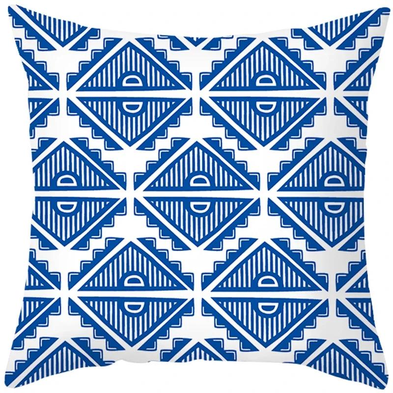 Home Decor Blue and White Floral Pattern Pillow Covers Pattern Cushion Cover Suitable for Sofa Bedroom Car Pillow Cover