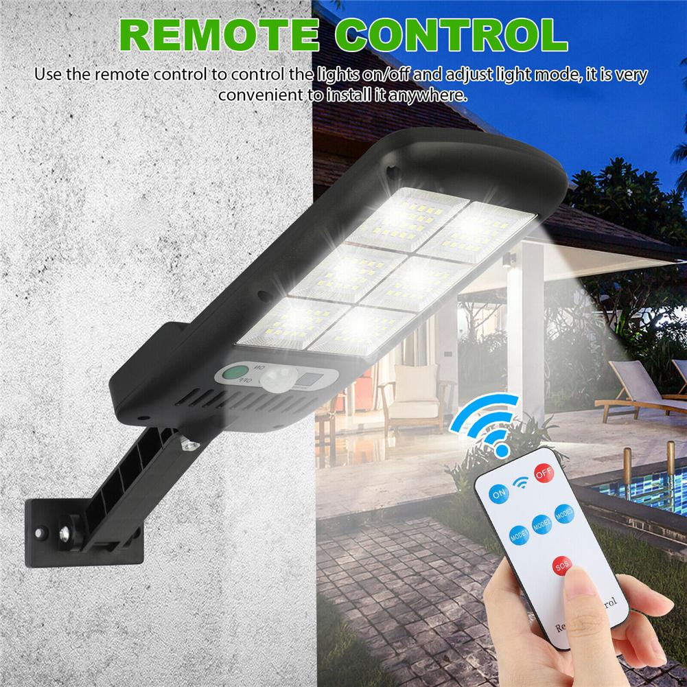 Solar Wall Light Built In Pir Motion Sensor 3 Modes 120led Super Bright Lamp With Remote Control