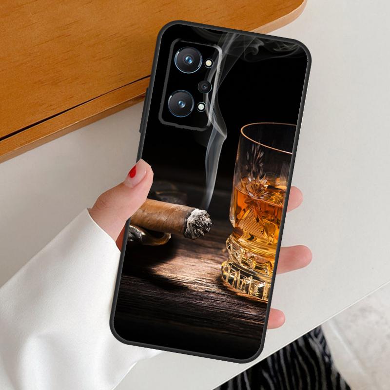 Smoking Cigar For Realme C53 C51 C55 C67 C30 C31 C33 C35 C21Y C25s GT5 9 10 11 12 Pro Plus GT Neo 6 Case