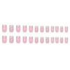 24 Pcs Rhinestones Acrylic Nail Square Full Cover Stick On Nail French Tip Press On Nail Simple False Nail