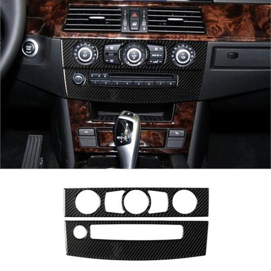 Carbon Fiber Interior Central Control Cover Trim For BMW 5 Series E60 2008-2010