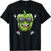 Pimentão Verde Dançarino Com Óculos de Sol Camiseta de Legumes Capsicum
