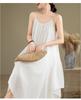 Summer Literary Loose Spaghetti Strap Tank Dress with Irregular Hem
