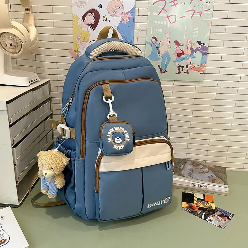 Cartoon Cute Print Backpack For Middle School Girls With Large Capacity And Breathable Nylon