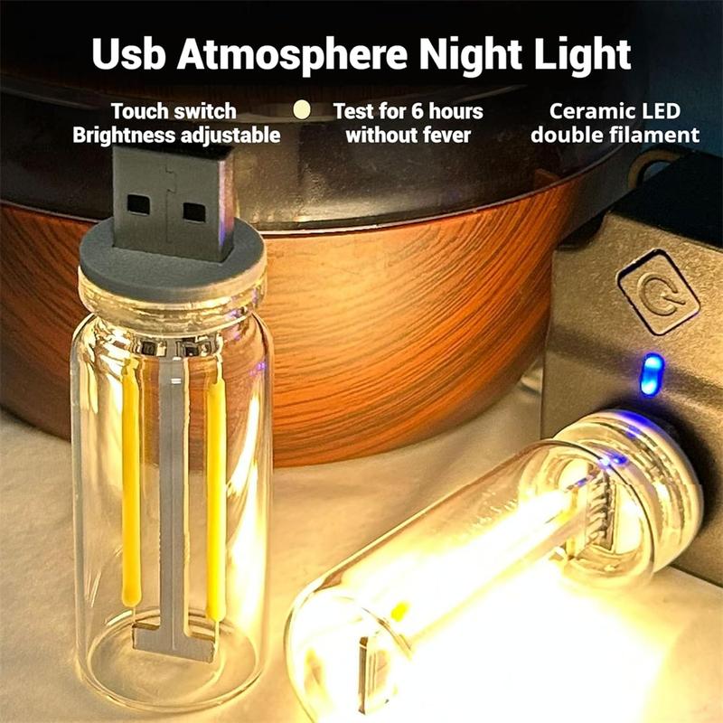 USB-Autolampe, Innenatmosphärenlicht, Retro-inspirierte Stimmungslampe, Glasflasche, kabellose Touch-LED-Autoinnenbeleuchtung