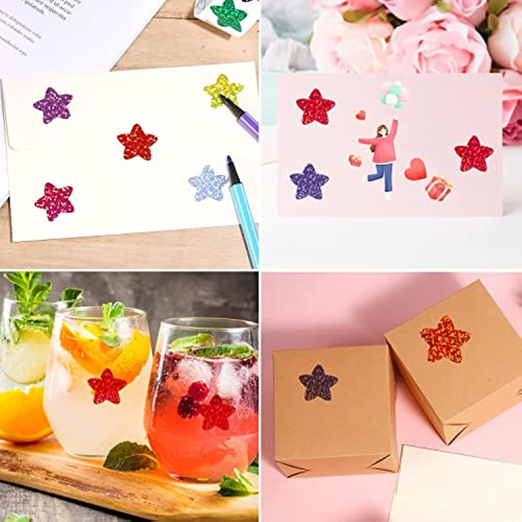 500-Count Colorful Pentagram Star Laser Stickers: Self-Adhesive Labels for Decorative Children's DIY Projects