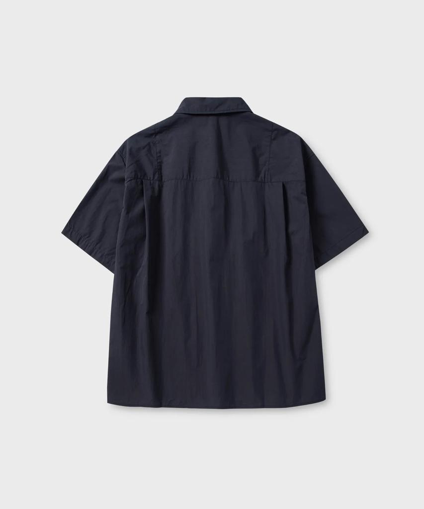 NONBLANK Natural Wrinkle Half Sleeve Shirt_Dark Navy