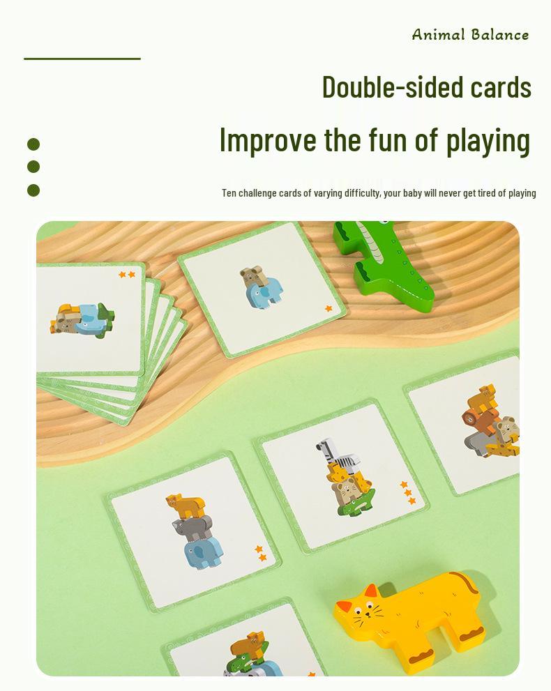 Solid Wood Animal Balance & Pattern Recognition Stacking Game for Kids
