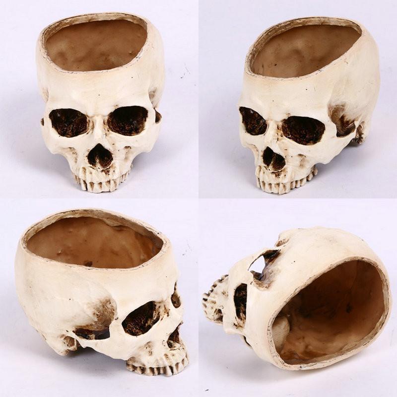 Premium Resin Human Skull Head Design Flower Pot Planter For Unique Home Decor