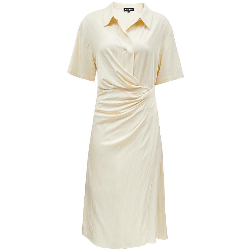 

VEROMODA Women s Pleated Button Turn-Down Collar Long Dress S