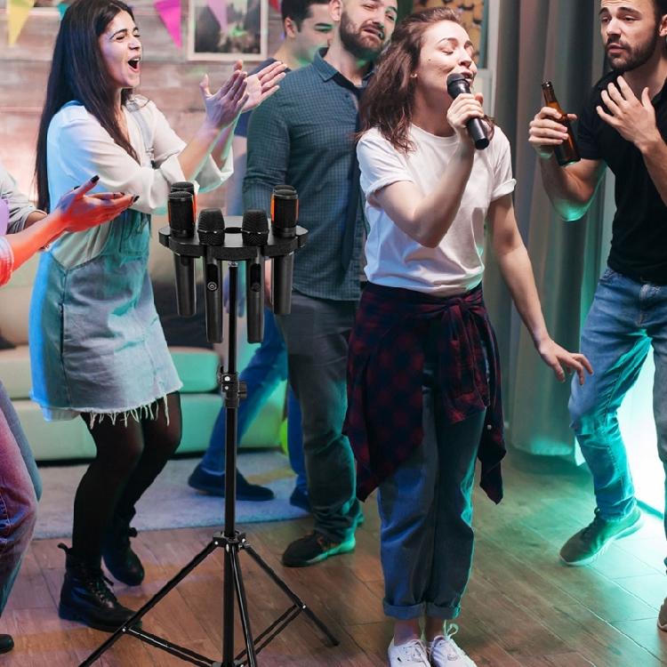 Microphone Stand Mount Mics Holder with Antislip Foam Base and 8 Slot Construction  for Studio Stage