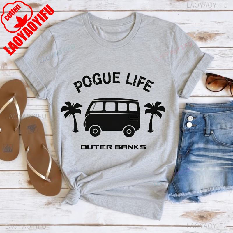 Pogue Life Outer Banks Surf Van OBX Lovers Gift Show Fans Unisex Shirt Allmatch Regular Short Sleeve Printed Tshirt Tops