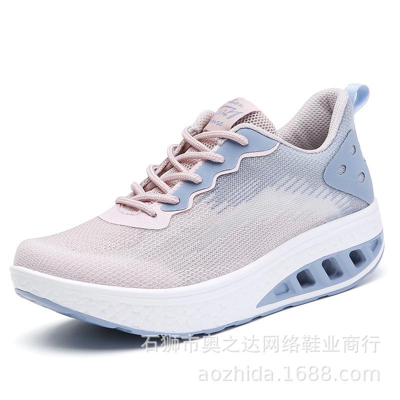 

Spring and Autumn Rocking Shoes 2024 Women s Shoes Casual Mom Shoes Flying Weaving Travel Shoes Platform Sneakers Women 42 рожевий