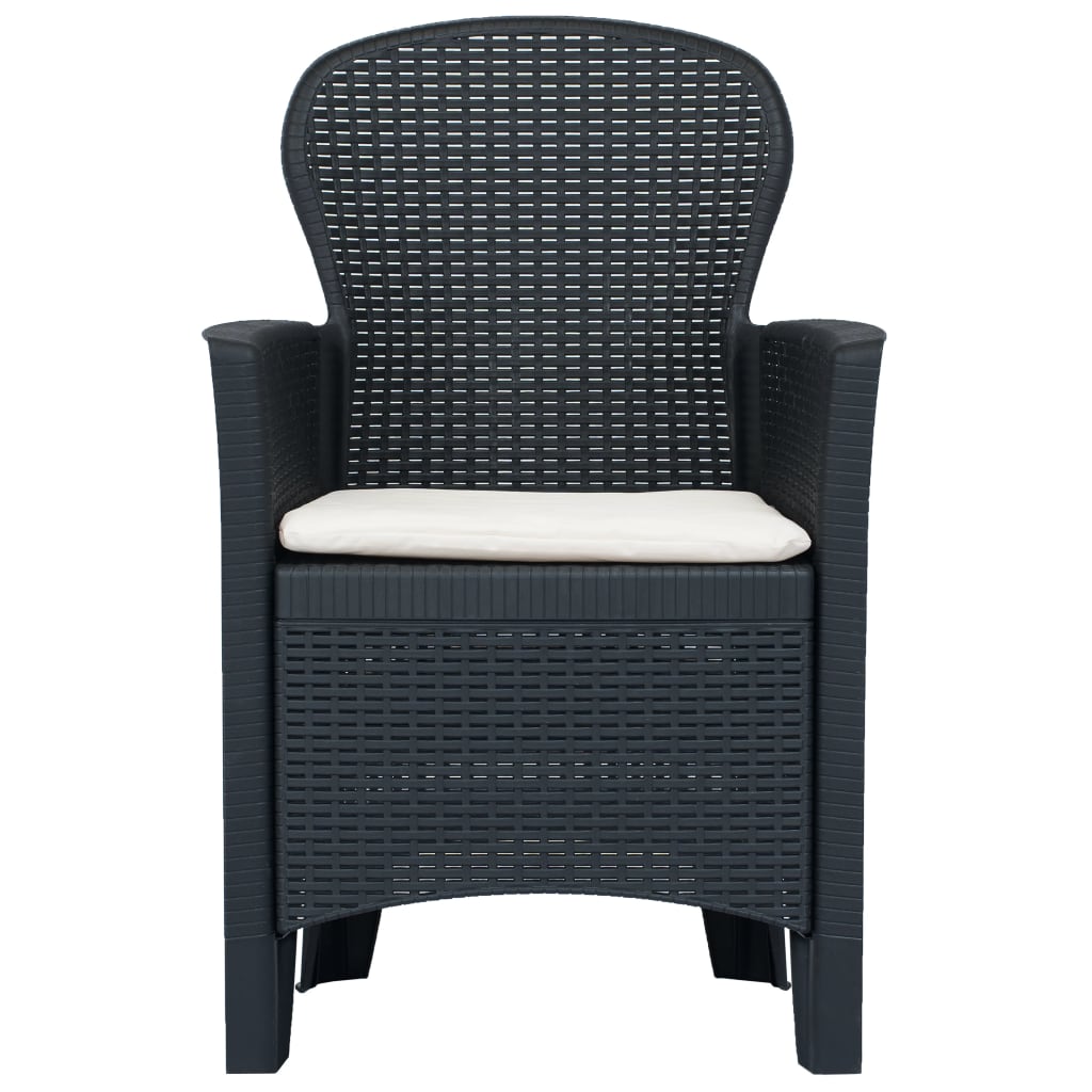 3 Piece Bistro Set Grey Plastic Wicker Style
