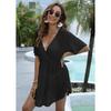 Women's See Through Mesh Deep V Irregular Waist Waist Beach Bikini Smock Dress