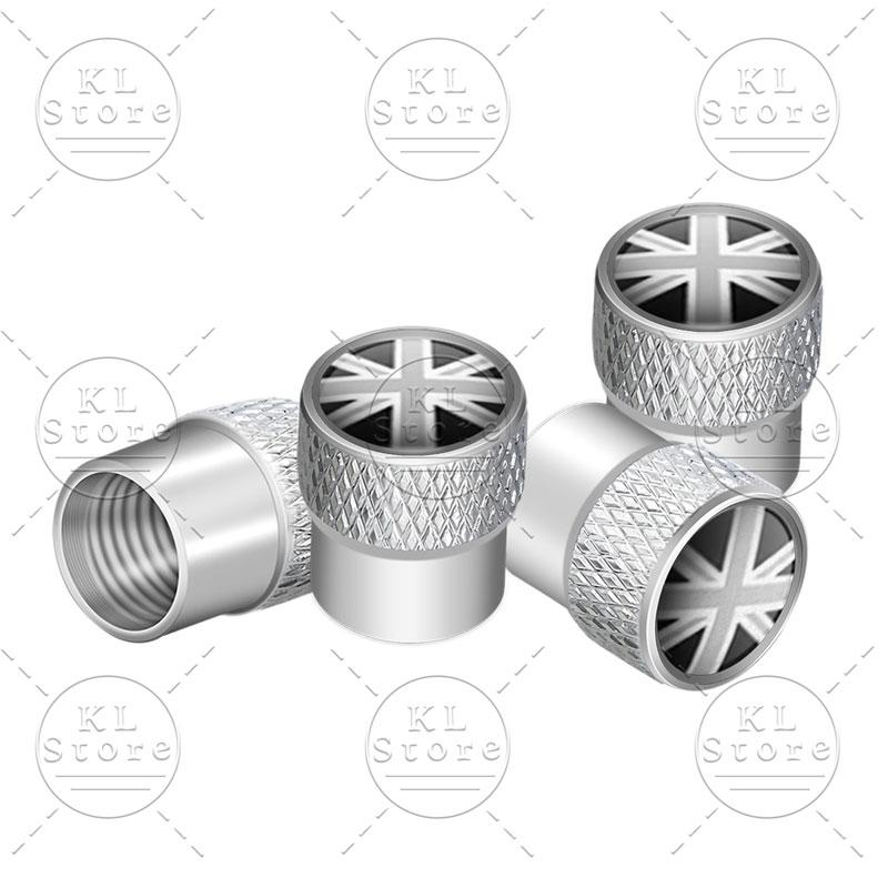 Exterior 4Pcs United Kingdom National Flag Badge Car Wheel Tyre Tires Valve Stem Caps Dust-proof Cover For Universal Automobiles