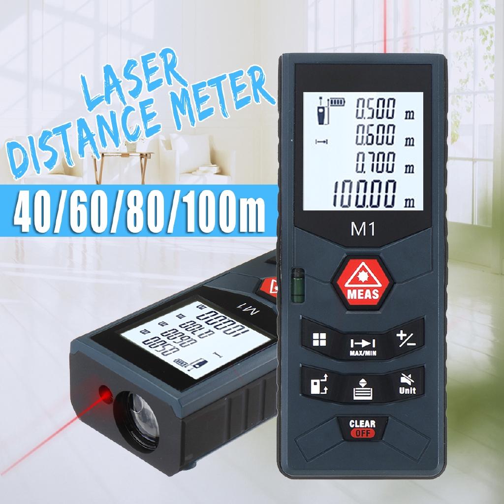 Digital Laser Distance Meter 40/60/80/100m Area Volume Pythagorean Measure Tool IP65 Protection Front and Rear Benchmark