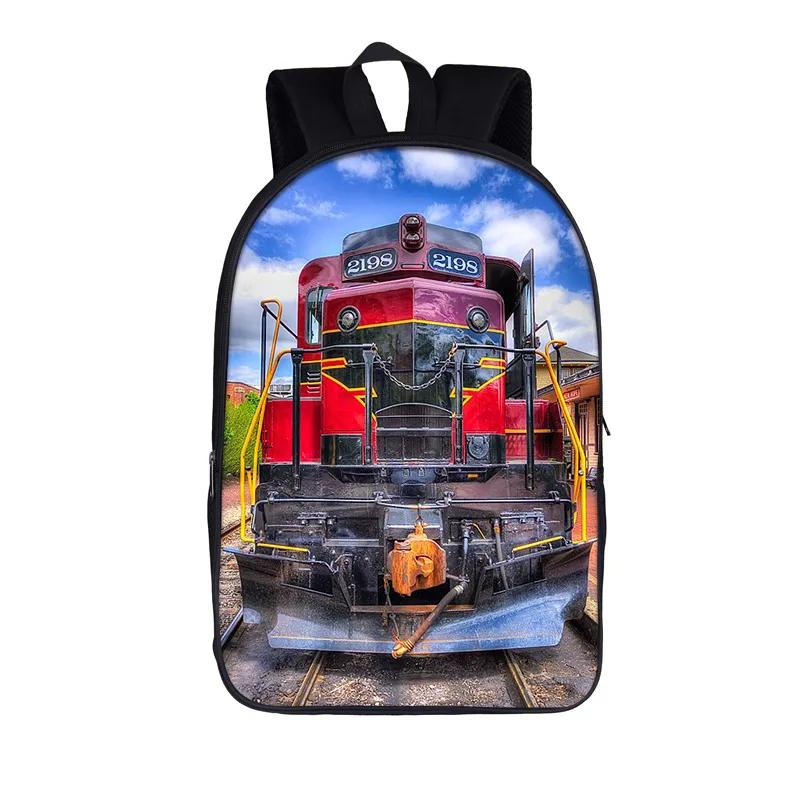 Old-fashioned Steam Train / Locomotive Pattern Backpack for Teenager School Bags Women Rucksack Travel Student Book Bags Gift