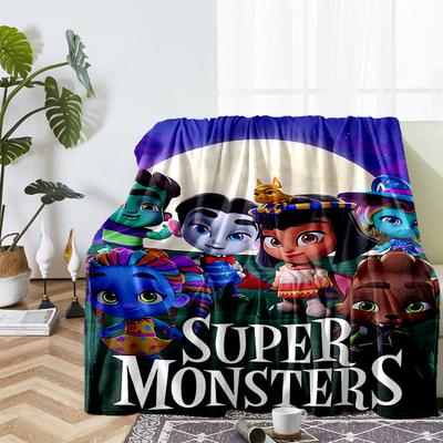Super Monsters Theme Printed Blanket - Perfect for Couch, Bed, Travel & Outdoor Use | Machine Washable, Cozy & Durable.