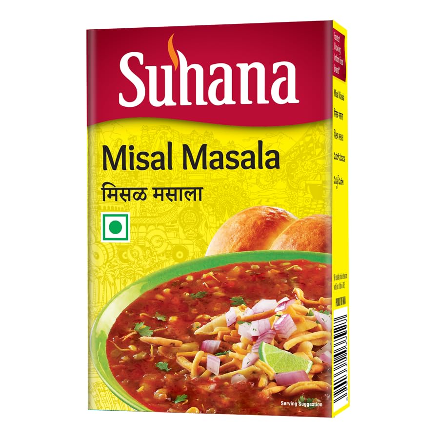 

Suhana Misal Masala 50g Box Pack Of 1 Authentic Maharashtrian Spice Mix For Curry Flavour Traditional Indian Blend