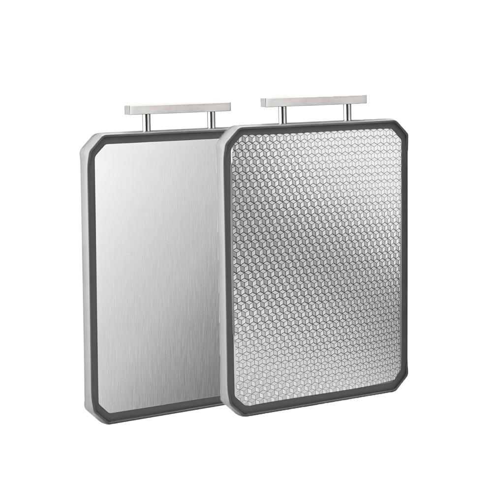 Scratch Resistant Stainless Steel Cutting Board Double Sided Use Kitchen Chopping Block  Fruits