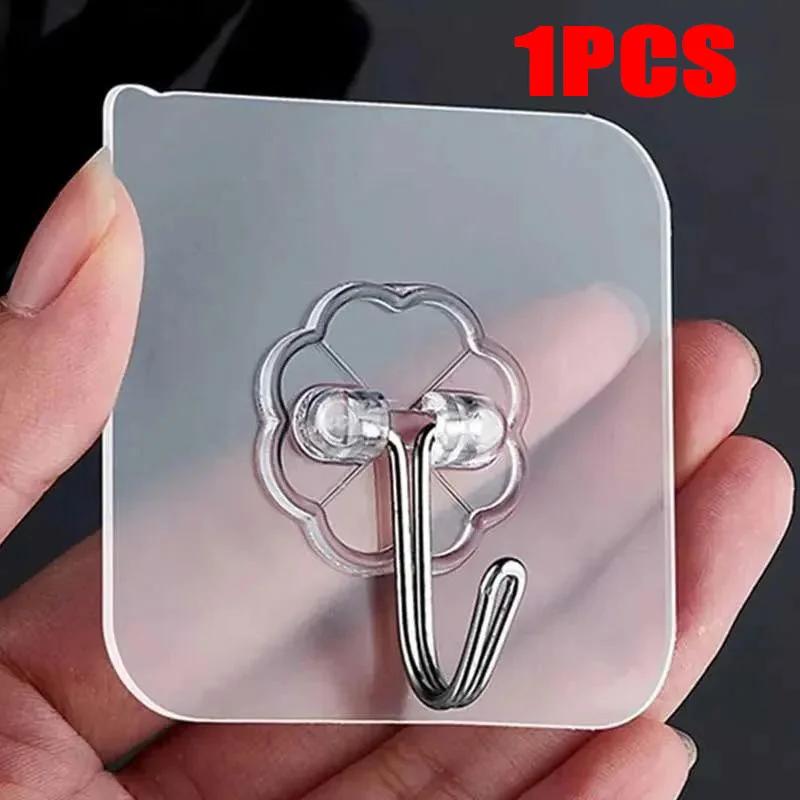 1-50Pcs hooks adhesive Stainless Steel Strong Self Adhesive Wall Hangers Hook for Kitchen Bathroom Door Wall Multi-Function hook