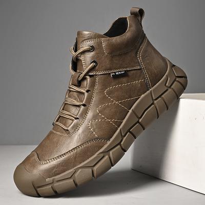 Bottes en Cuir pour Homme Fait Main Outdoor Bottines Peluche pour Homme Chaussures Décontractées Grande Taille Chaussures de Travail