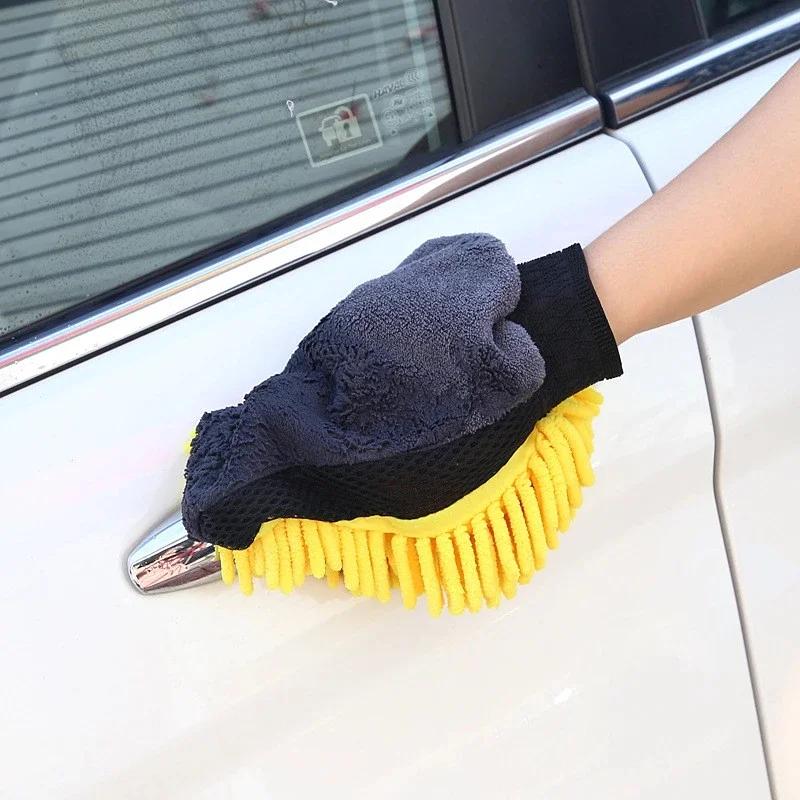 1 Stück Autowaschhandschuhe Wasserdichte Mikrofaser-Chenille-Handschuhe Auto-Reinigungshandschuh Detailbürste Autopflege Beidseitiger Handschuh