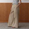 Elssibeui Pin-Tuck Wide Belted Pants_Beige