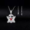 Ghost Tongue Pendant Necklace - Full Diamond Funny Expression Fashion Accessory