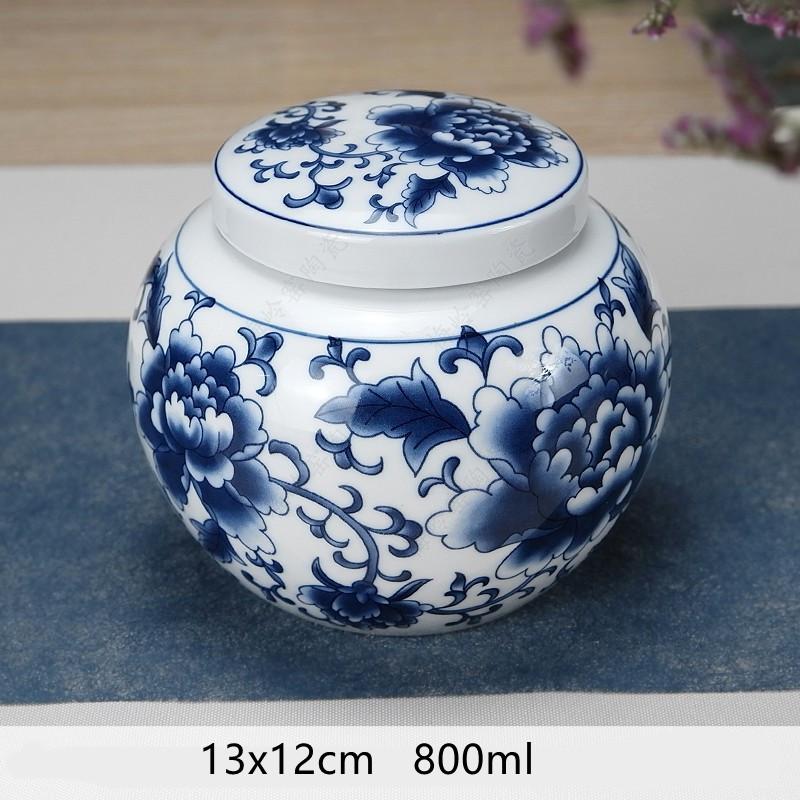 

Многофункциональные герметичные контейнеры Tieguanyin, китайский синий и белый фарфор, керамика, чайница, чайный пакетик, бытовой ящик для хранения B 13x12cm 800ml