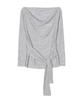 Nigaennikol Drape Wrap Long Sleeve Top_Gray