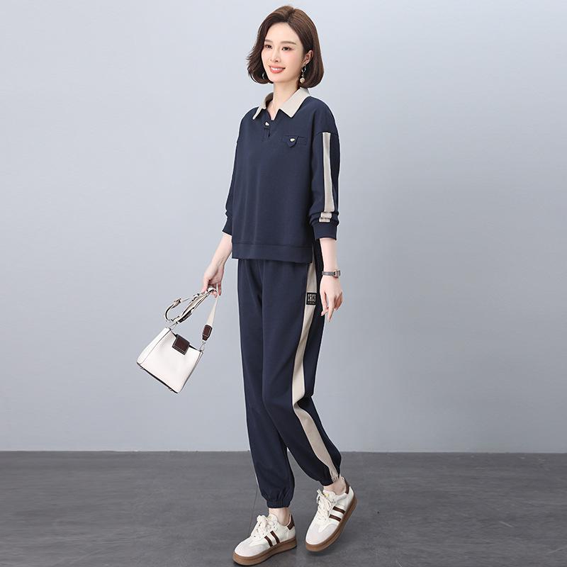 Casual Women's Spring/Autumn 2025 Sweatshirt Set: Fashionable Two-Piece, Age-Reducing Mom Outfit.