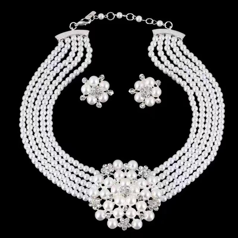 3 Piece/set Fashion Zircon Set Luxurious Zircon Necklace Earrings Party Banquet Versatile Women Personalized Necklace Earrings