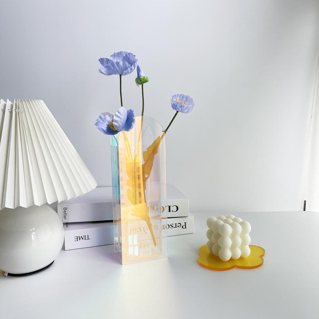 Ins-Stil Acrylvase Kreative Kunst Wellige Blume Hydroponische Blumenanordnung Tischdekoration Transparente Vase