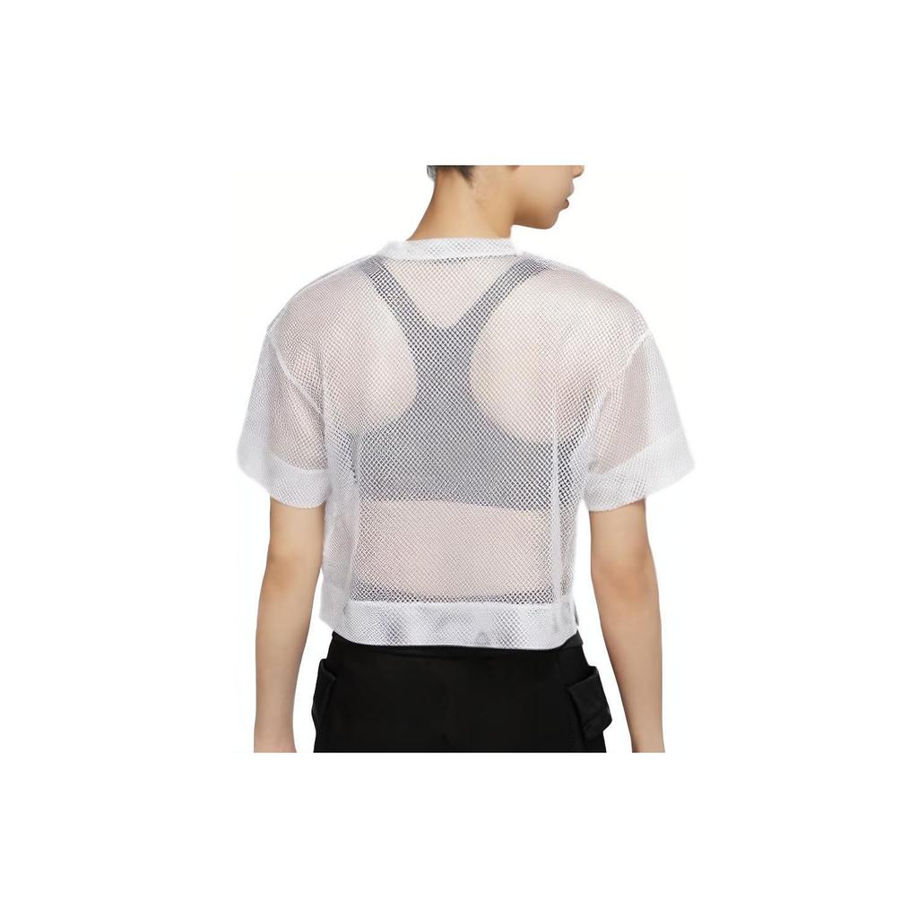 Jordan Sportowy T-shirt z siateczki z krótkim rękawem Damskie topy Biały CZ1892-100