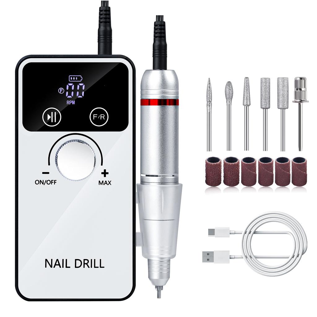 Electric Nail Drill Machine Set 45000RPM Nail Drill with Nail Drill Bits Low Noise Easy to Use Nail File Machine