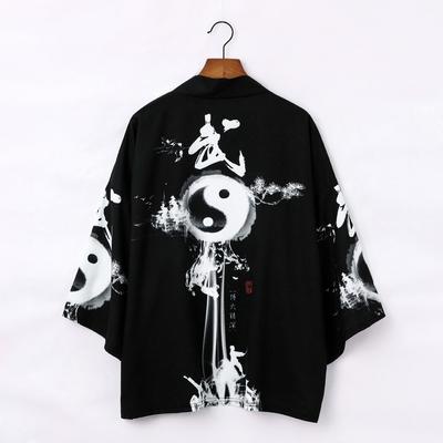 Hommes Haori Style Japonais Cardigan Style Chinois Chemises Amples d'Été pour Hommes